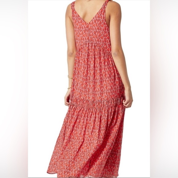 15. Joie Pink Tiered Maxi Sundress Plunge Neckline Resort Wear Size XXL - Picture 2 of 12